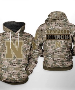 Nebraska Cornhuskers NCAA Camo Veteran 3D Printed Hoodie/Zipper Hoodie