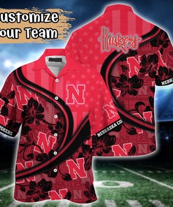 Nebraska Cornhuskers NCAA US Flag Flower Hawaii Shirt For Fans