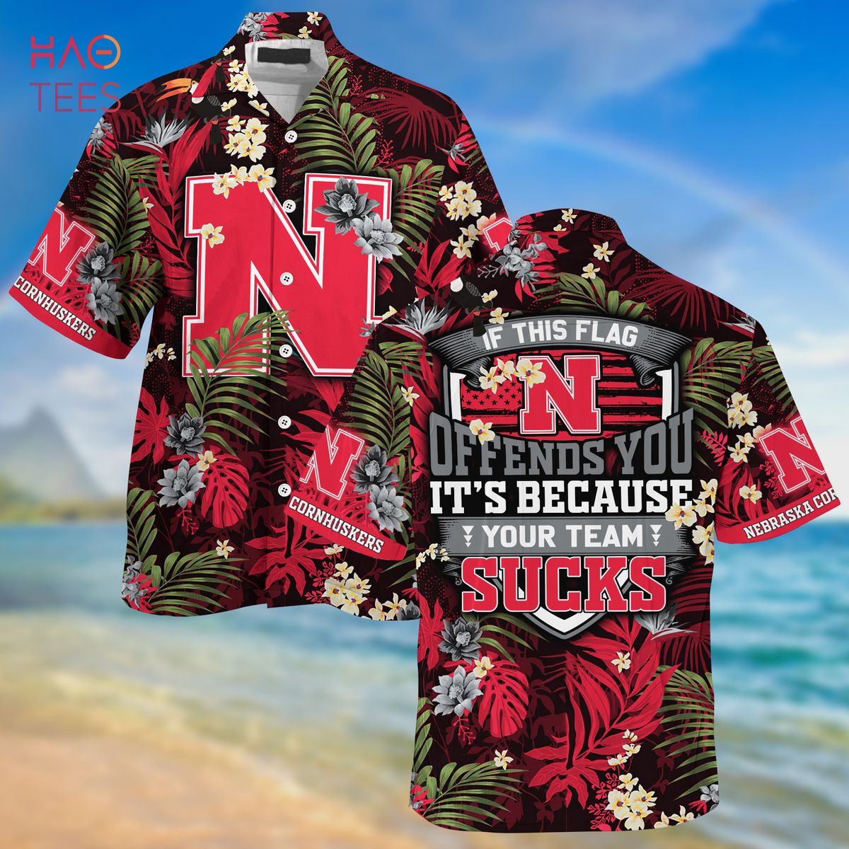 Nebraska Cornhuskers Summer Hawaiian Shirts, With Tropical Patterns for Fans