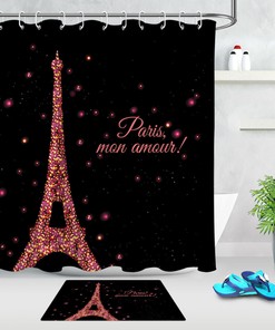 Neon Eiffel Tower Abstract Shower Curtain for Bathroom Decor