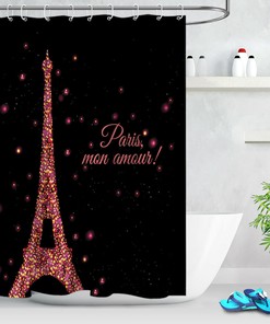 Neon Eiffel Tower Abstract Shower Curtain for Bathroom Decor
