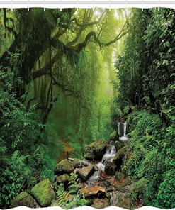 Nepal Footpath Rainforest Shower Curtain with Forest Print Bathroom Decor