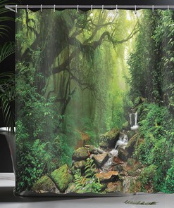 Nepal Footpath Rainforest Shower Curtain with Forest Print Bathroom Decor