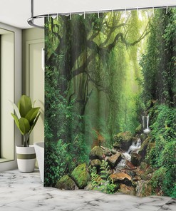 Nepal Footpath Rainforest Shower Curtain with Forest Print Bathroom Decor