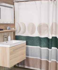 Neutral Color Boho Moon Shower Curtain for Relaxing Bathroom 