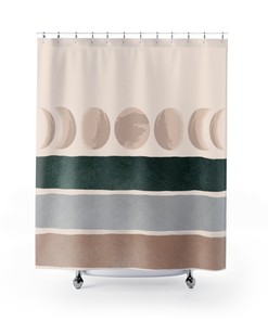 Neutral Color Boho Moon Shower Curtain for Relaxing Bathroom