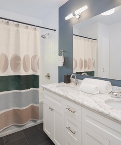 Neutral Color Boho Moon Shower Curtain for Relaxing Bathroom