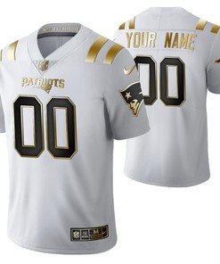 New England Patriots 2021 Nfl Golden Brandedition White Jersey Gift With Custom Name Number For Patriots Fans