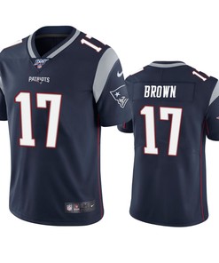New England Patriots Antonio Brown Navy 100th Season Vapor Limited Jersey
