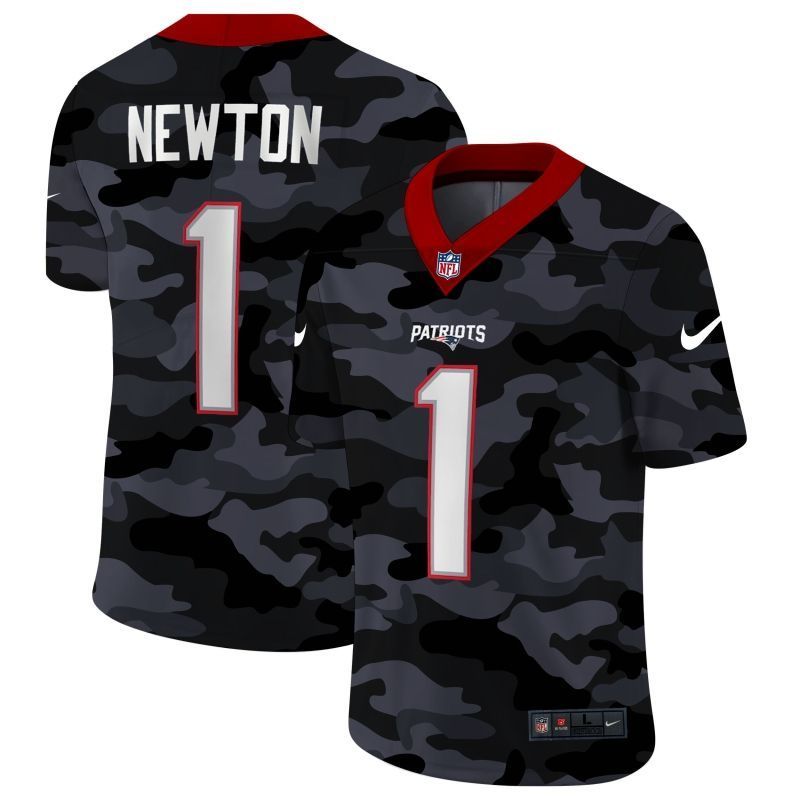 New England Patriots Cam Newton #1 Nfl 2020 Camo Black Jersey