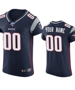 New England Patriots Custom Navy 100th Season Vapor Elite Jersey