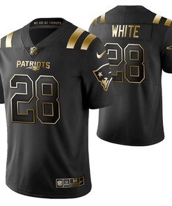 New England Patriots James White 28 2021 Nfl Golden Brandedition Black Jersey Gift For Patriots Fans