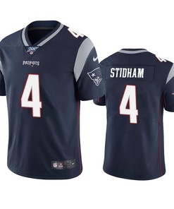New England Patriots Jarrett Stidham Navy 100th Season Vapor Limited Jersey