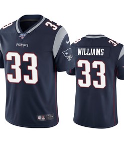 New England Patriots Joejuan Williams Navy 100th Season Vapor Limited Jersey