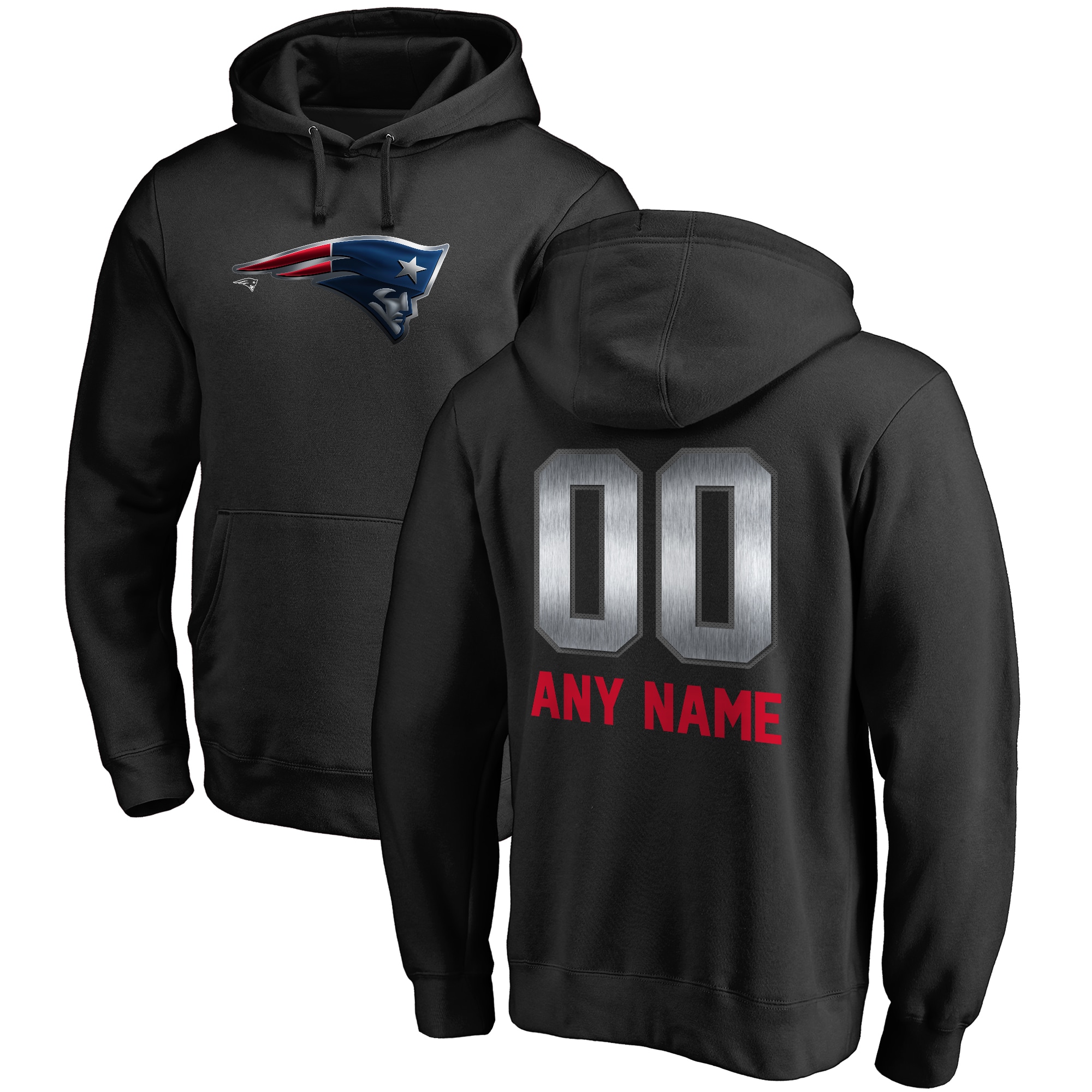 New England Patriots Nfl Pro Line By Branded Personalized Midnight Mascot Pullover Hoodie - Black