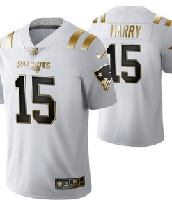 New England Patriots Nkeal Harry 15 2021 Nfl Golden Brandedition White Jersey Gift For Patriots Fans