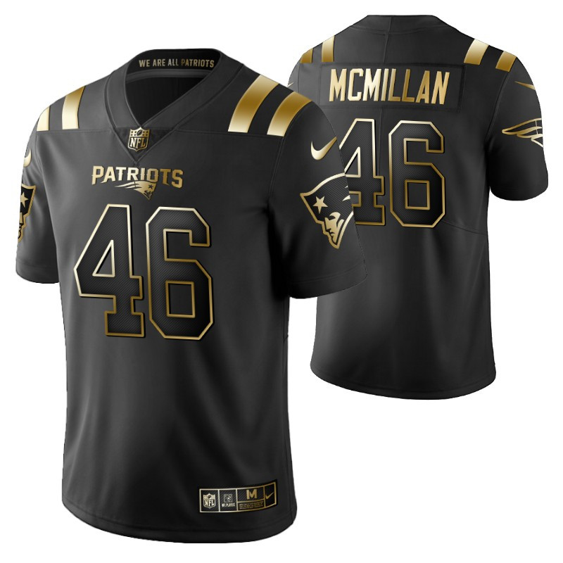 New England Patriots Raekwon Mcmillan 46 2021 Nfl Golden Brandedition Black Jersey Gift For Patriots Fans