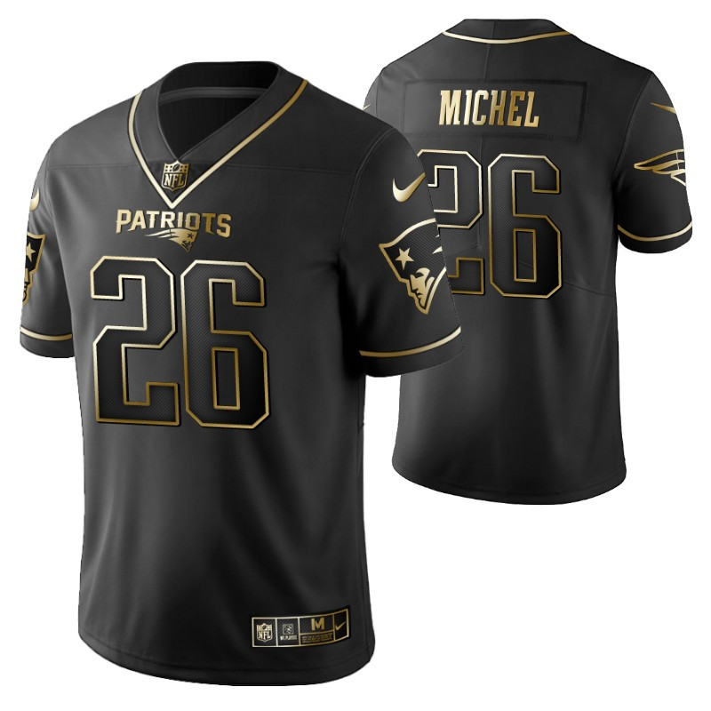 New England Patriots Sony Michel 26 2021 Nfl Golden Brandedition Black Jersey Gift For Patriots Fans