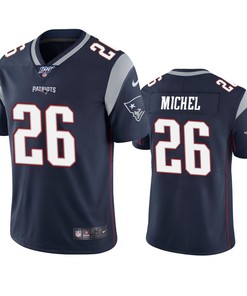 New England Patriots Sony Michel Navy 100th Season Vapor Limited Jersey
