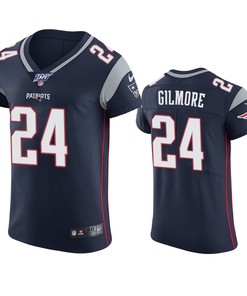 New England Patriots Stephon Gilmore Navy 100th Season Vapor Elite Jersey