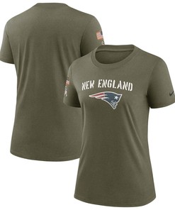 New England Patriots Women's 2022 Salute To Service Legend T-Shirt - Olive