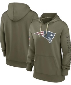 New England Patriots Women's 2022 Salute To Service Performance Pullover Hoodie - Olive