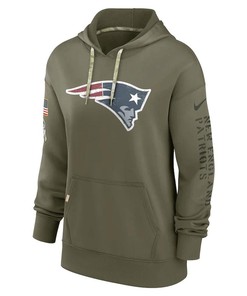 New England Patriots Women's 2022 Salute To Service Performance Pullover Hoodie - Olive