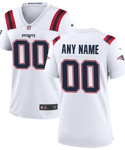 New England Patriots Womens Custom Game Jersey - White Custom Jerseys Nfl