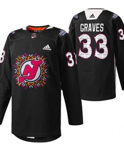New Jersey Devils 33 Ryan Graves 2022 Hispanic Heritage Night Jersey Black Warm-Up Jersey