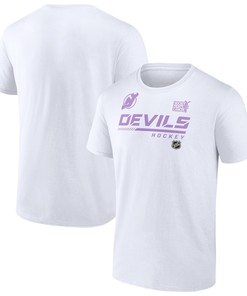 New Jersey Devils Branded Nhl Hockey Fights Cancer T-shirt - White