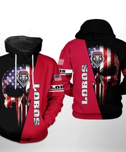 New Mexico Lobos NCAA US Flag Skull 3D All Over Print Hoodie, Zip-Up Hoodie