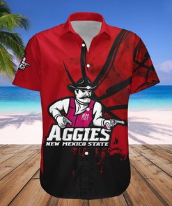 New Mexico State Aggies Hawaii Shirt Basketball Net Grunge Pattern- NCAA