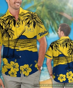 New Michigan Wolverines Hibiscus Hawaiian Shirt Beach Short