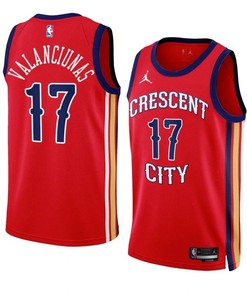 New Orleans Pelicans #17 Jonas Valanciunas 2023 24 Statement Edition Red Swingman Jersey