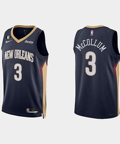 New Orleans Pelicans 3 C.J. McCollum 2022-23 Icon Edition Navy Men Jersey