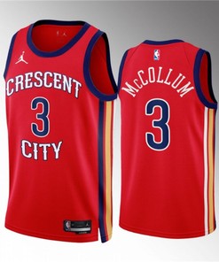 New Orleans Pelicans #3 Cj Mccollum Red 2022 23 Statement Edition Stitched Jersey