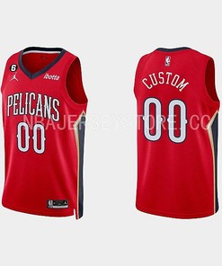 New Orleans Pelicans Custom 00 Red 2022-23 Statement Edition Men Jersey