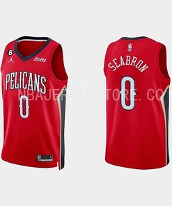 New Orleans Pelicans Dereon Seabron 0 Red 2022-23 Statement Edition Men Jersey