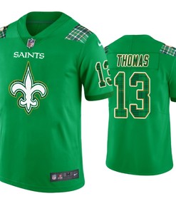 New Orleans Saints #13 Michael Thomas Jersey St. Patricks Day Kelly Green Lucky - Men