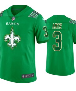 New Orleans Saints #3 Wil Lutz Jersey St. Patricks Day Kelly Green Lucky - Men
