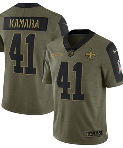 New Orleans Saints Alvin Kamara 44 Nfl Olive 2021 Salute To Service Player Men Jersey For Saints Fans