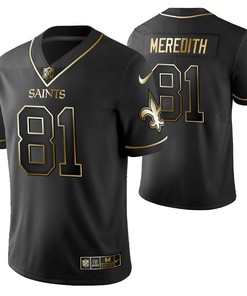 New Orleans Saints Cameron Meredith 81 2021 Nfl Golden Brandedition Black Jersey Gift For Saints Fans