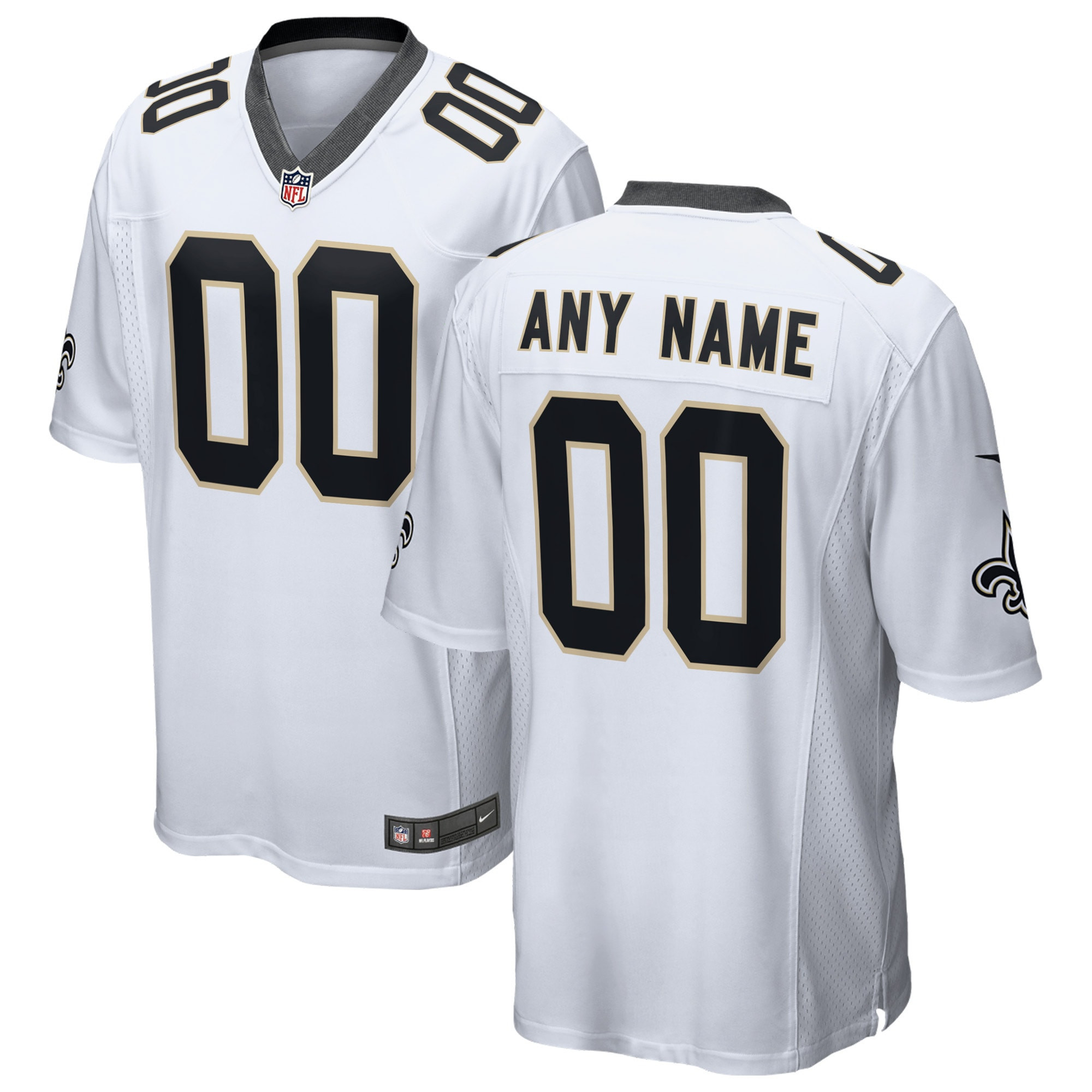New Orleans Saints Custom Game Jersey White Custom Jerseys Nfl