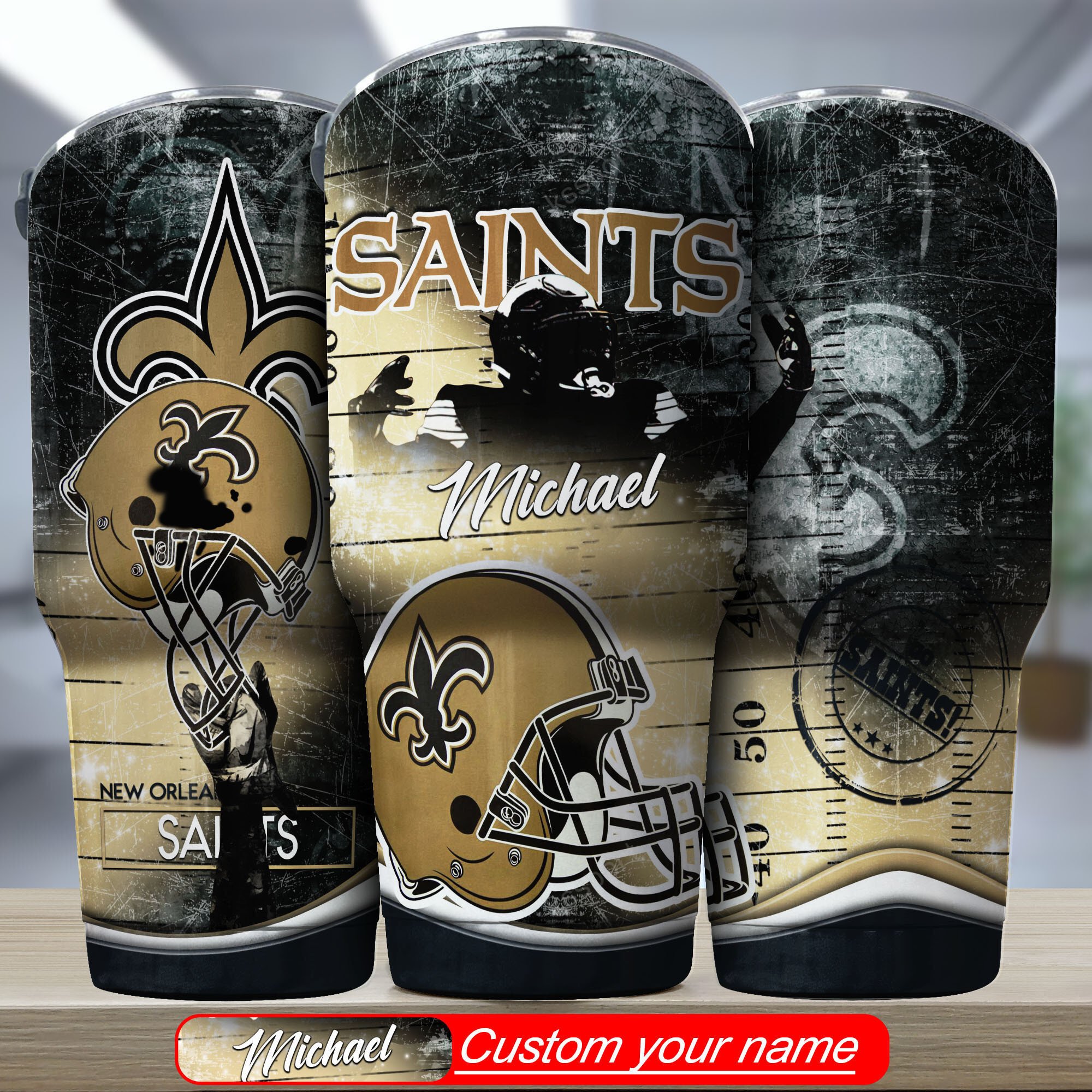 New Orleans Saints Custom Name Tumbler - Personalize Your Drinkware