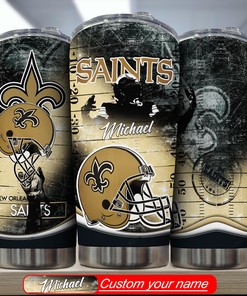 New Orleans Saints Custom Name Tumbler - Personalize Your Drinkware