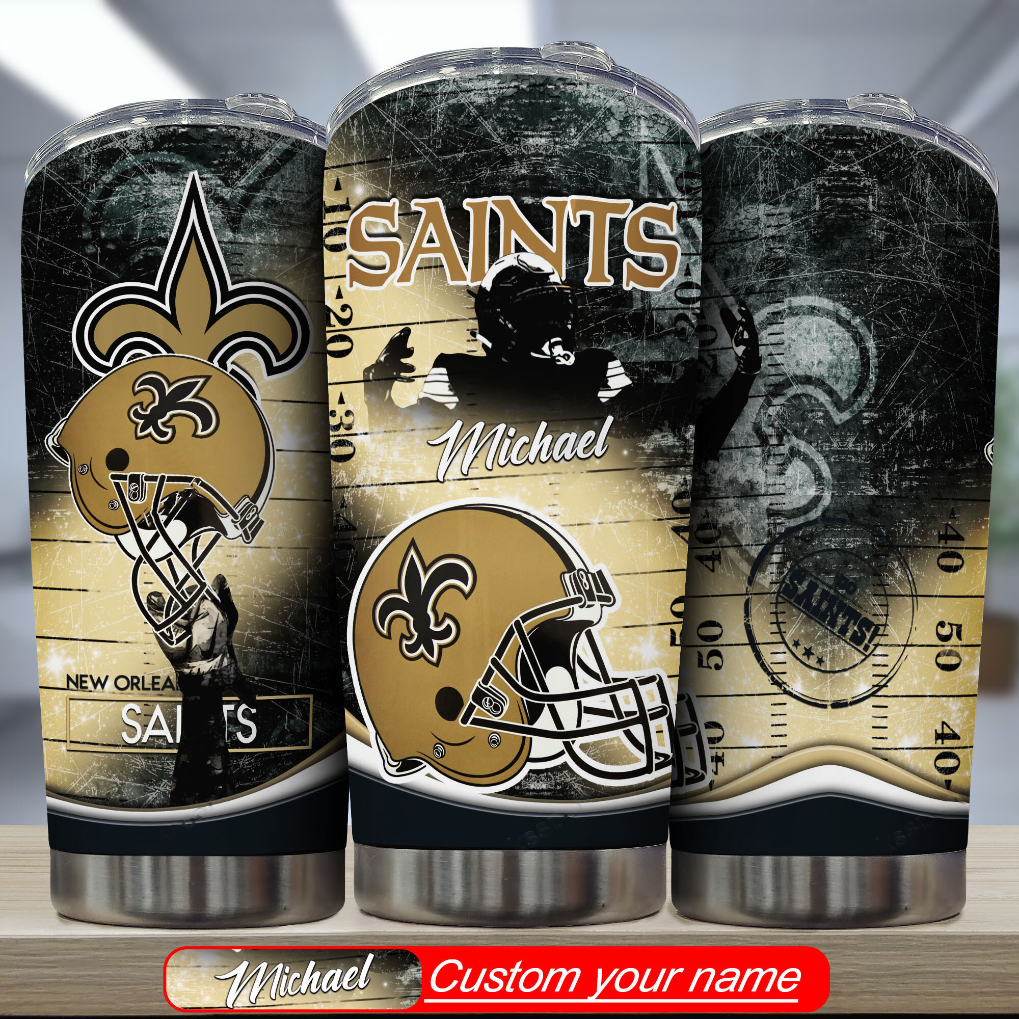 New Orleans Saints Custom Name Tumbler - Personalize Your Drinkware
