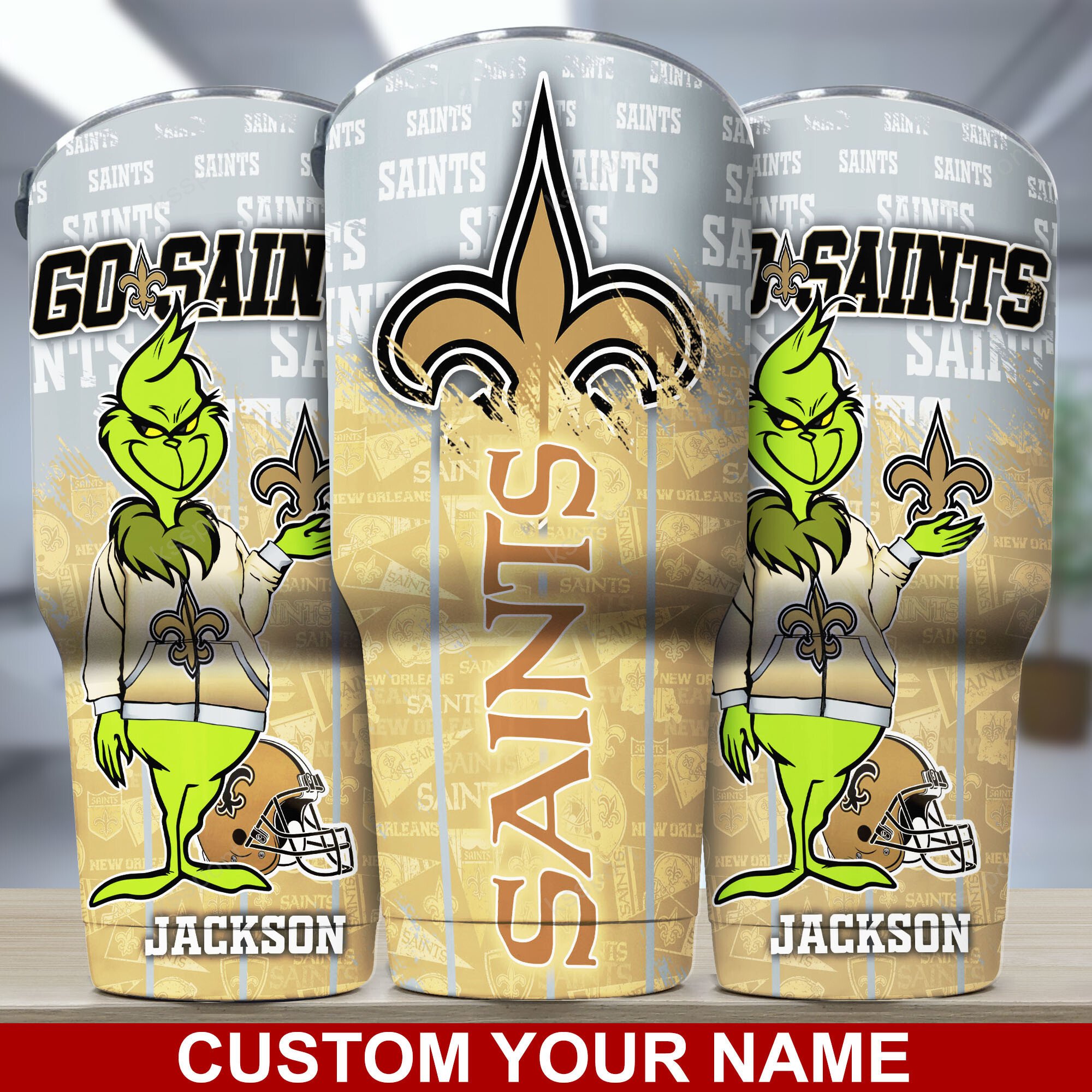 New Orleans Saints Custom Name Tumbler - Personalized Team Tumbler