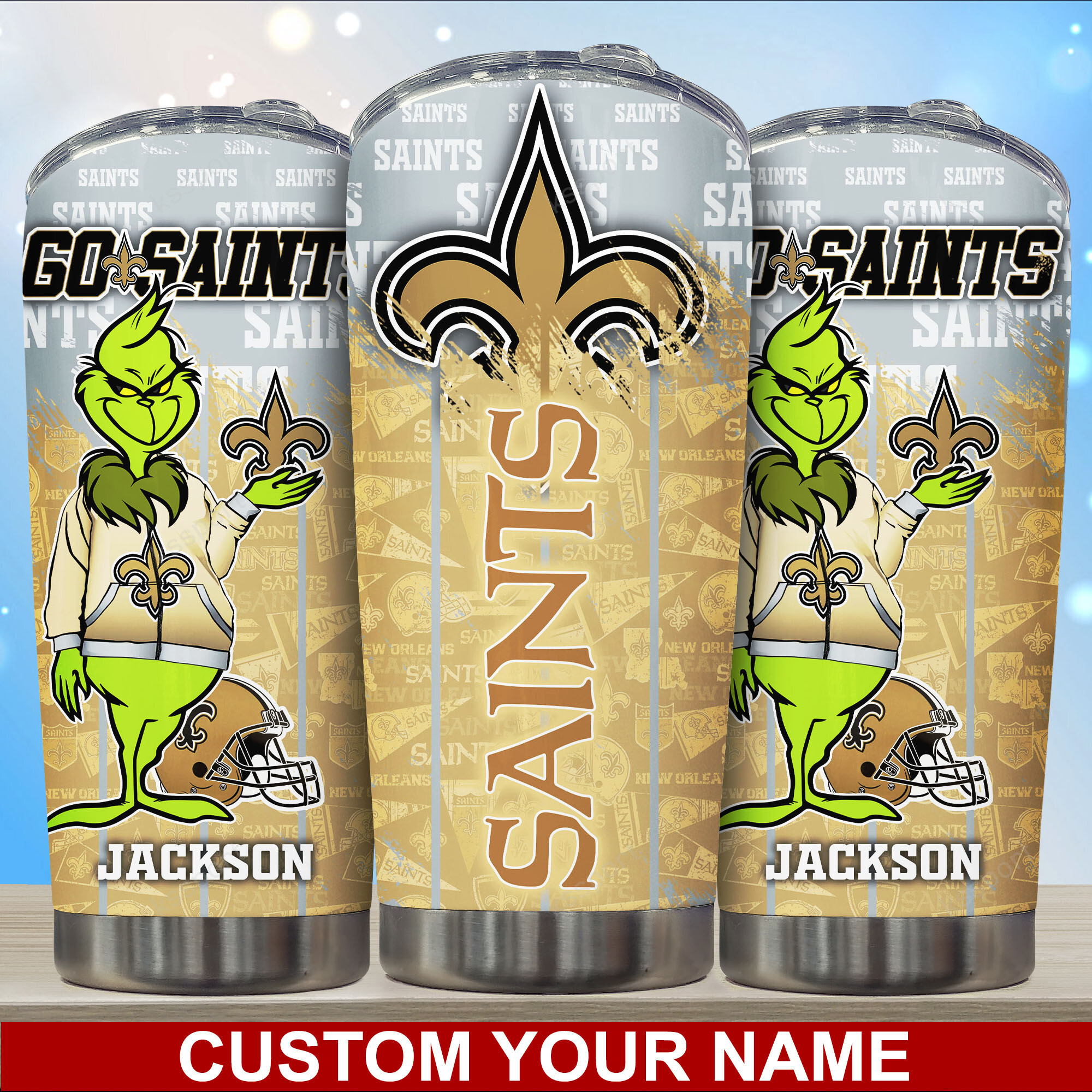 New Orleans Saints Custom Name Tumbler - Personalized Team Tumbler