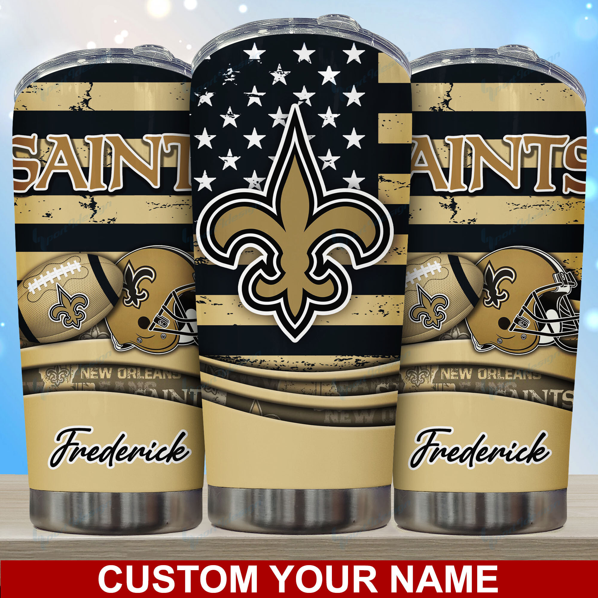New Orleans Saints Custom Name Tumbler for Fans