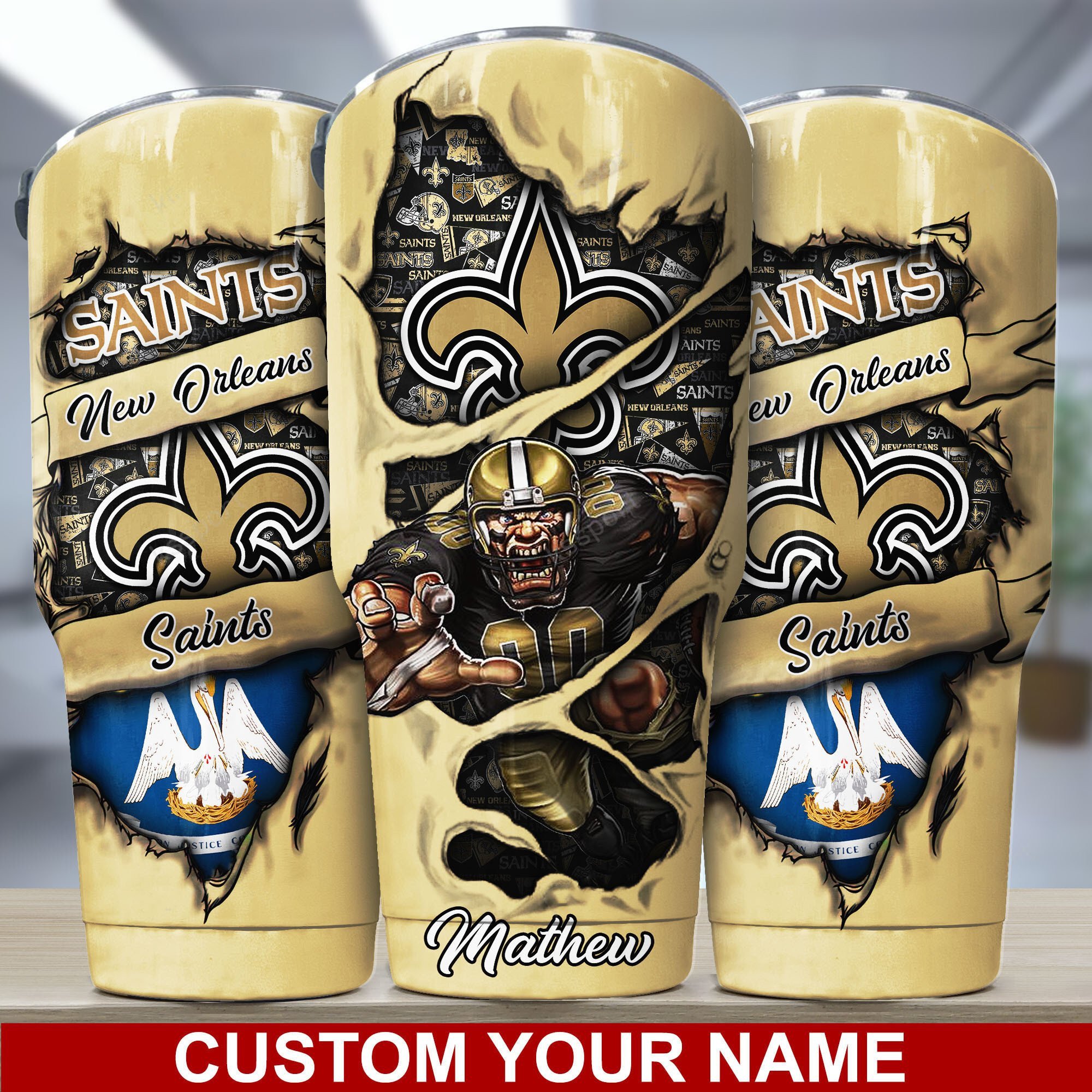New Orleans Saints Custom Name Tumbler for NFL Fans